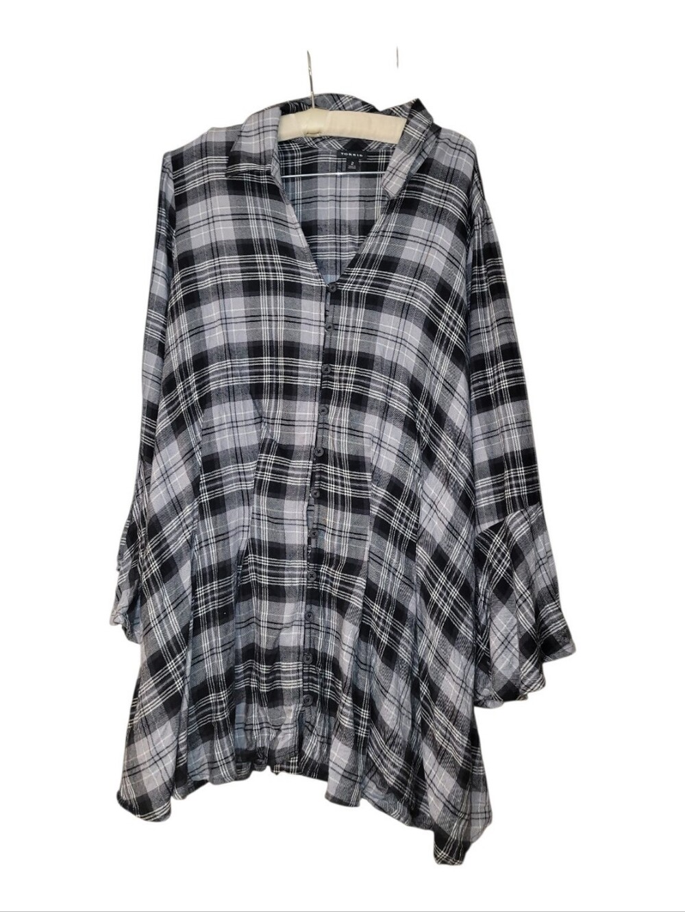 Torrid 2 Plaid Flannel Fit & Flare Long Top 2X - Picture 1 of 4